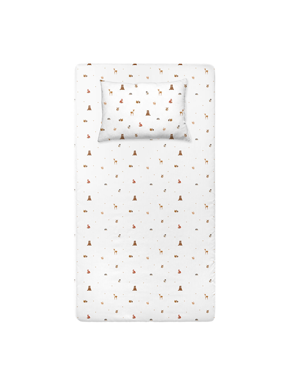 Beyaz Forest Amigos 100% Pamuk Saten Bebek Lastikli Çarşaf Seti - 70x140 cm + 35x45 cm-3