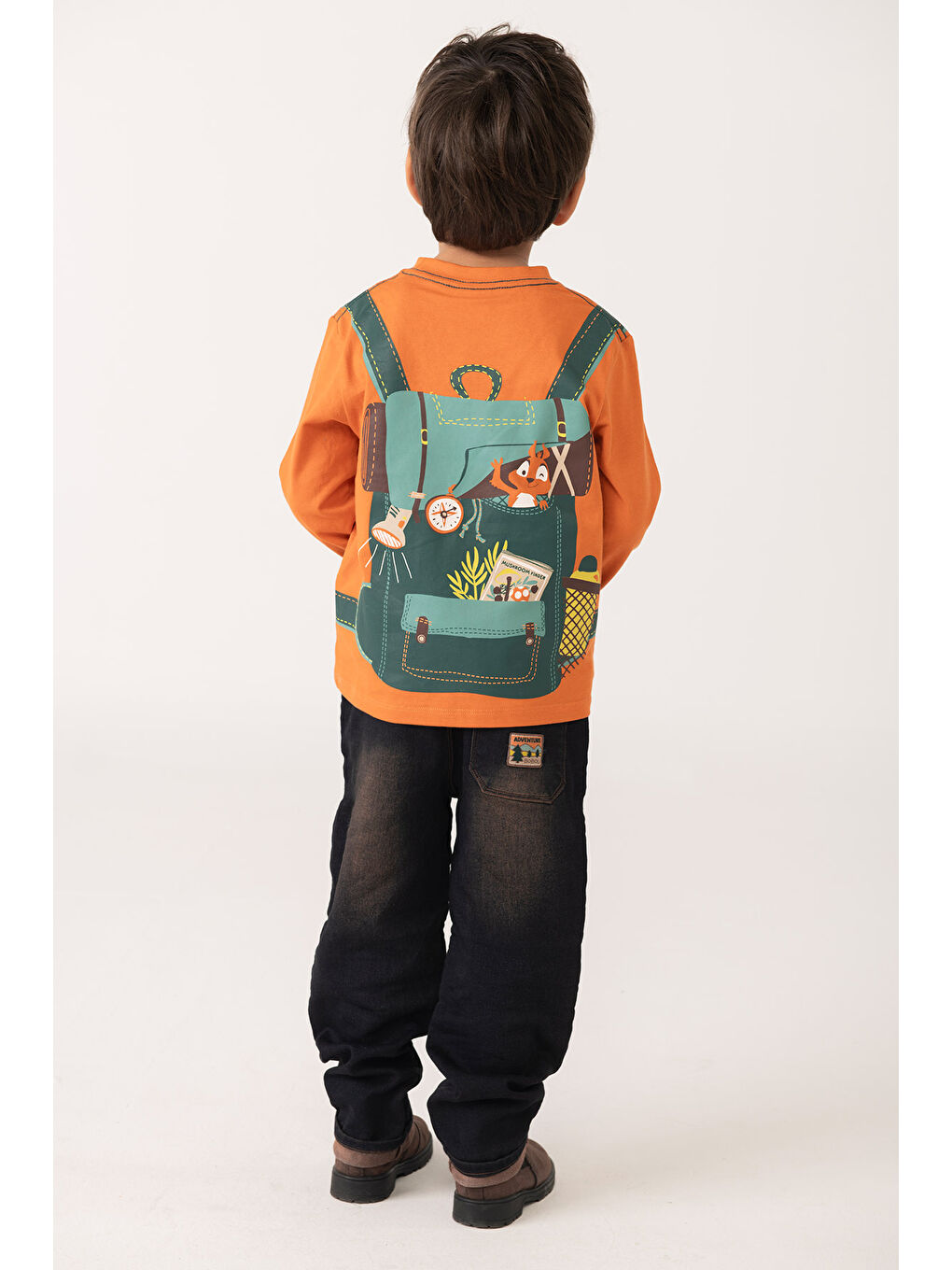 Turuncu Erkek Çocuk Sırtı Çanta Baskılı Tshirt-2