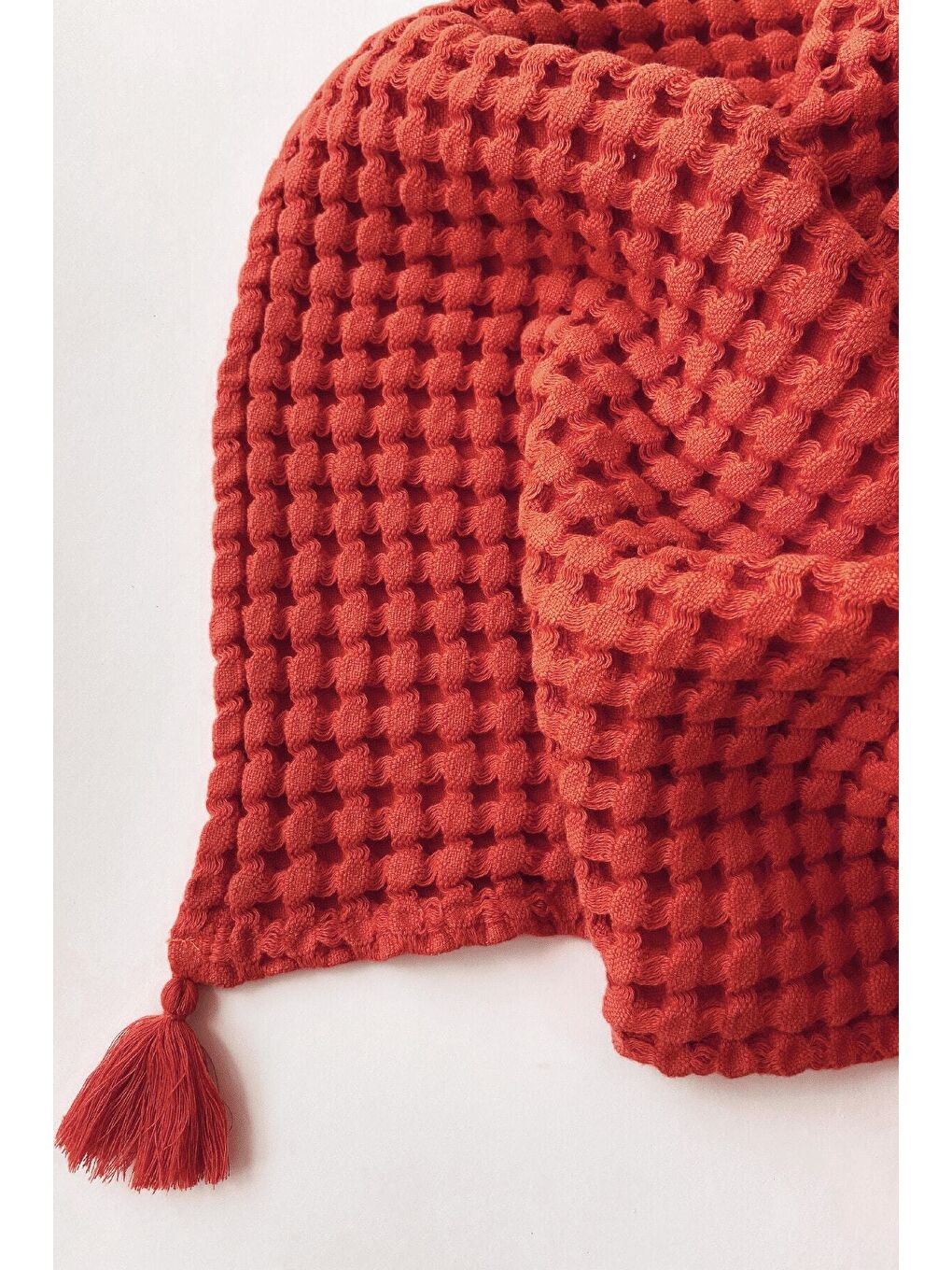 Kahverengi 100% Pamuk Tek Kişilik - Kiremit - 160 x 220 cm-2