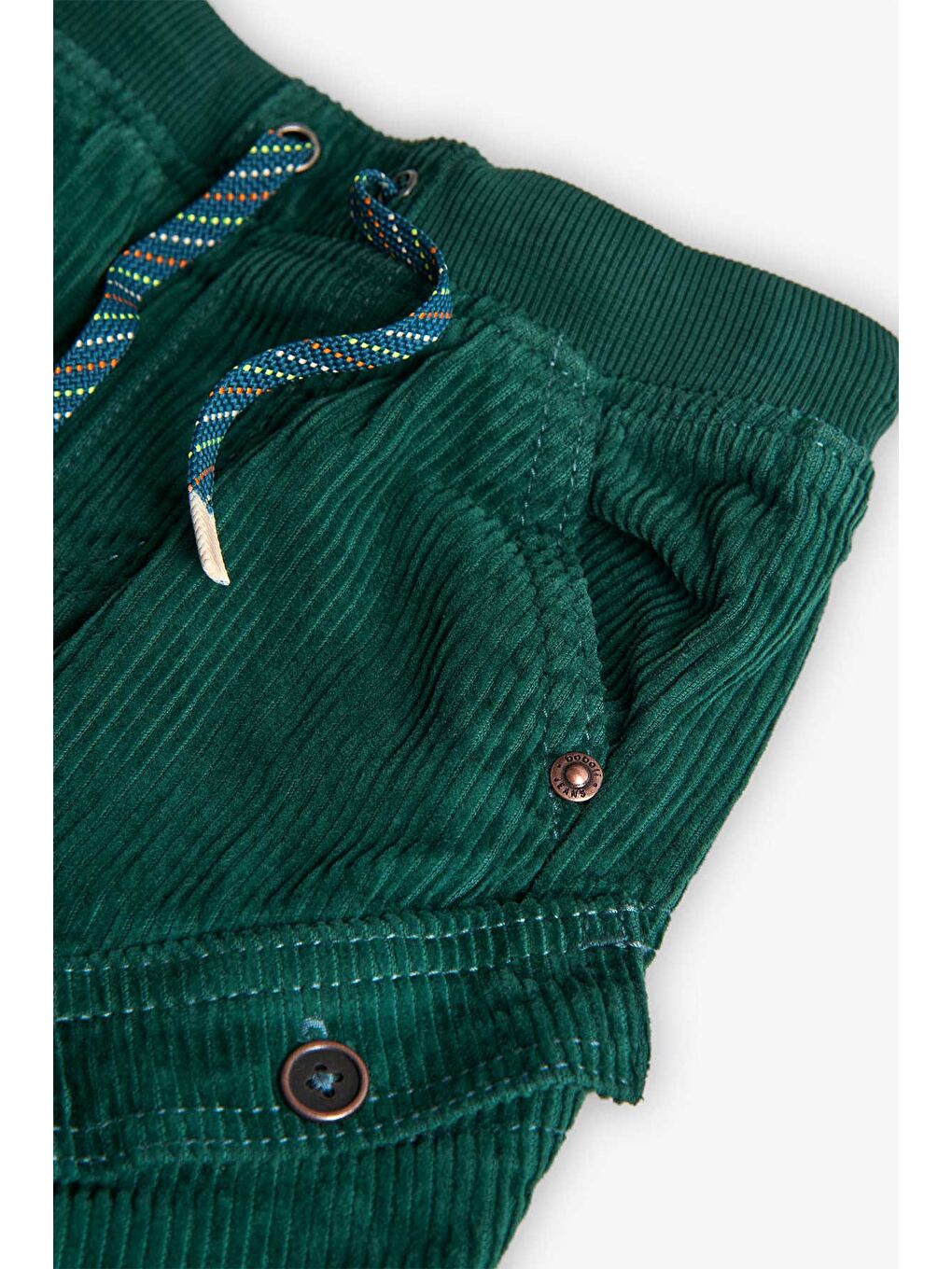 Lacivert Erkek Çocuk Paçası Lastikli Kadife Pantolon-3