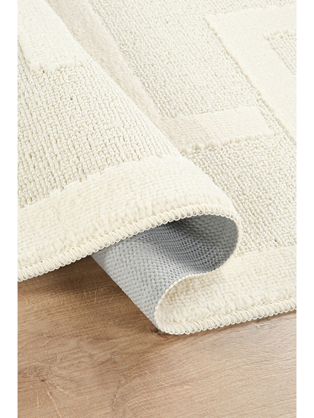 Ekru Doğal Kaymaz Taban Banyo Paspas Uzun Ömürlü Yumuşak Su Emici Yazılı Smile-Krem-2