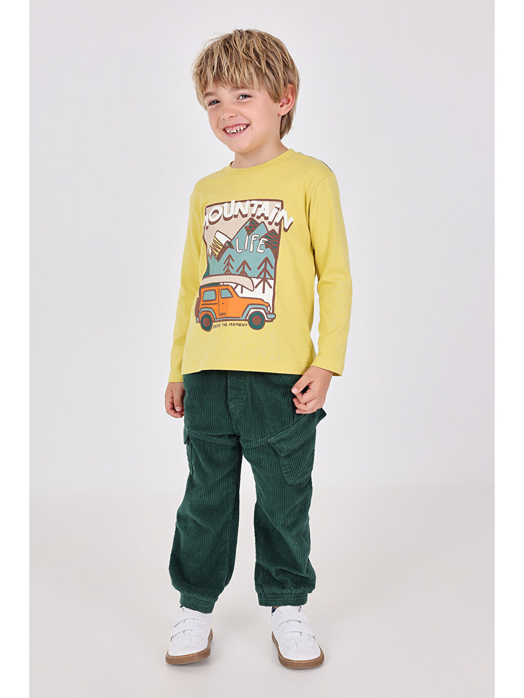 Lacivert Erkek Çocuk Paçası Lastikli Kadife Pantolon-6