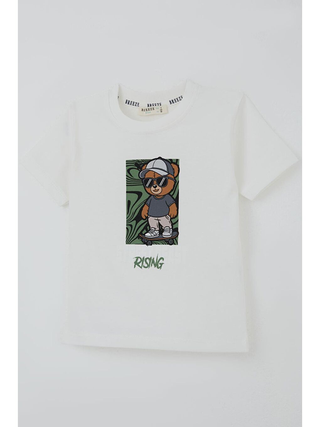 Erkek Çocuk Tişört Havalı Sokak Kaykaycısı Ayıcık Ekru (2-6 Yaş)-2