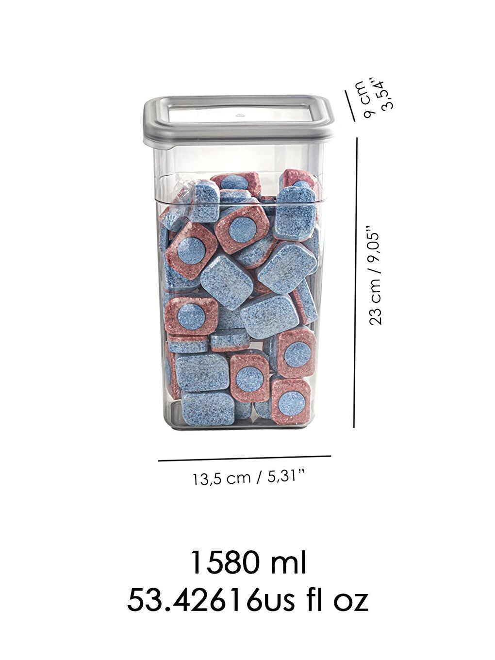 Gri 4 lü Etiketli Deterjan Saklama Kabı Seti   Hava Geçirmez Kapaklı Saklama Kutusu   4 x 1580 ml-5