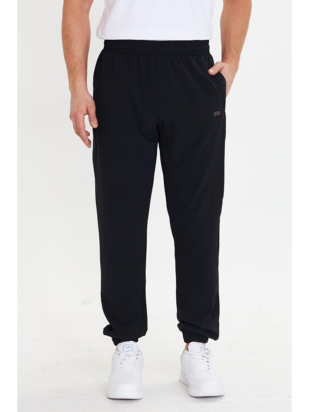 Erkek Stretchfit Esnek Lastik Paçalı Eşofman Altı Siyah 2663-S-3