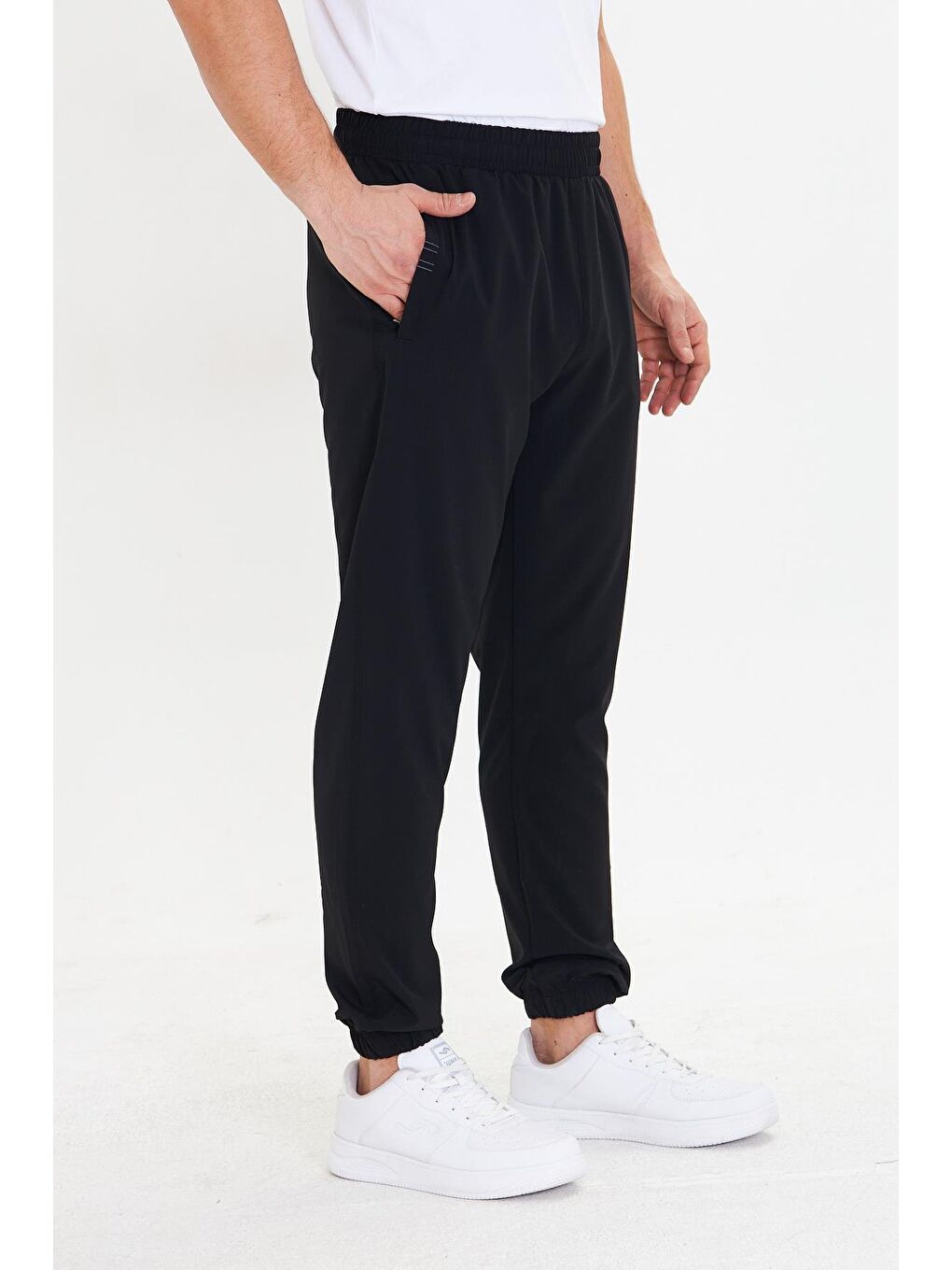 Erkek Stretchfit Esnek Lastik Paçalı Eşofman Altı Siyah 2663-S-4