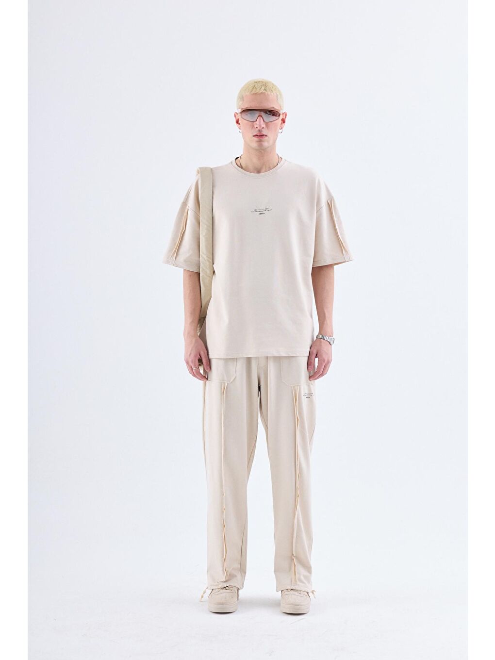 Bej Baskılı Stoper Paça Eşofman Takım - Vizon