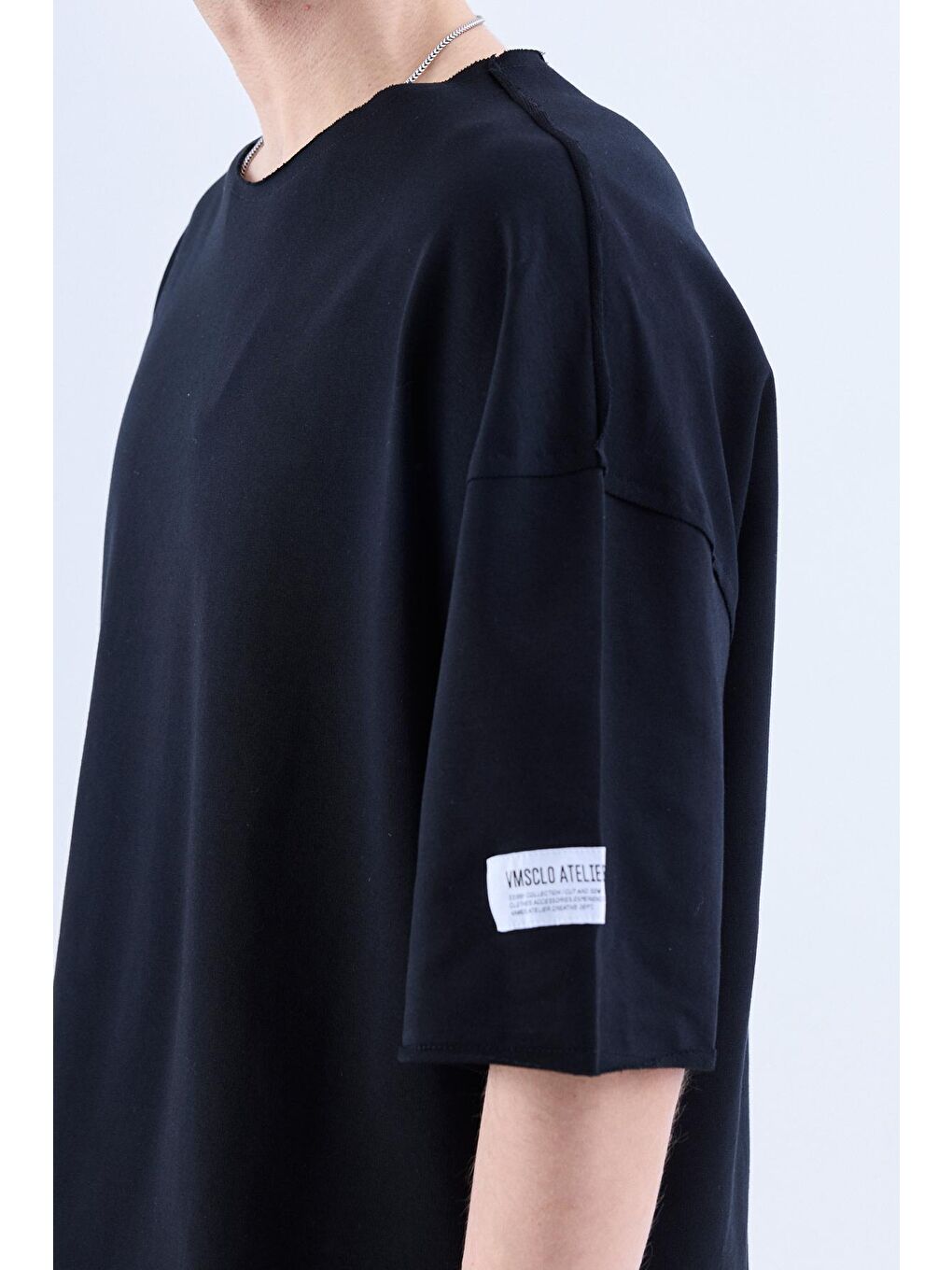 Etiket Detaylı Oversize Eşofman Takım - Siyah-3