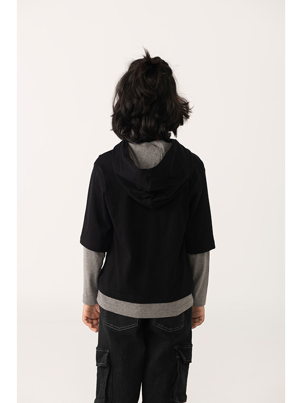 Siyah Erkek Çocuk Kabartma Baskılı Sweatshirt-5