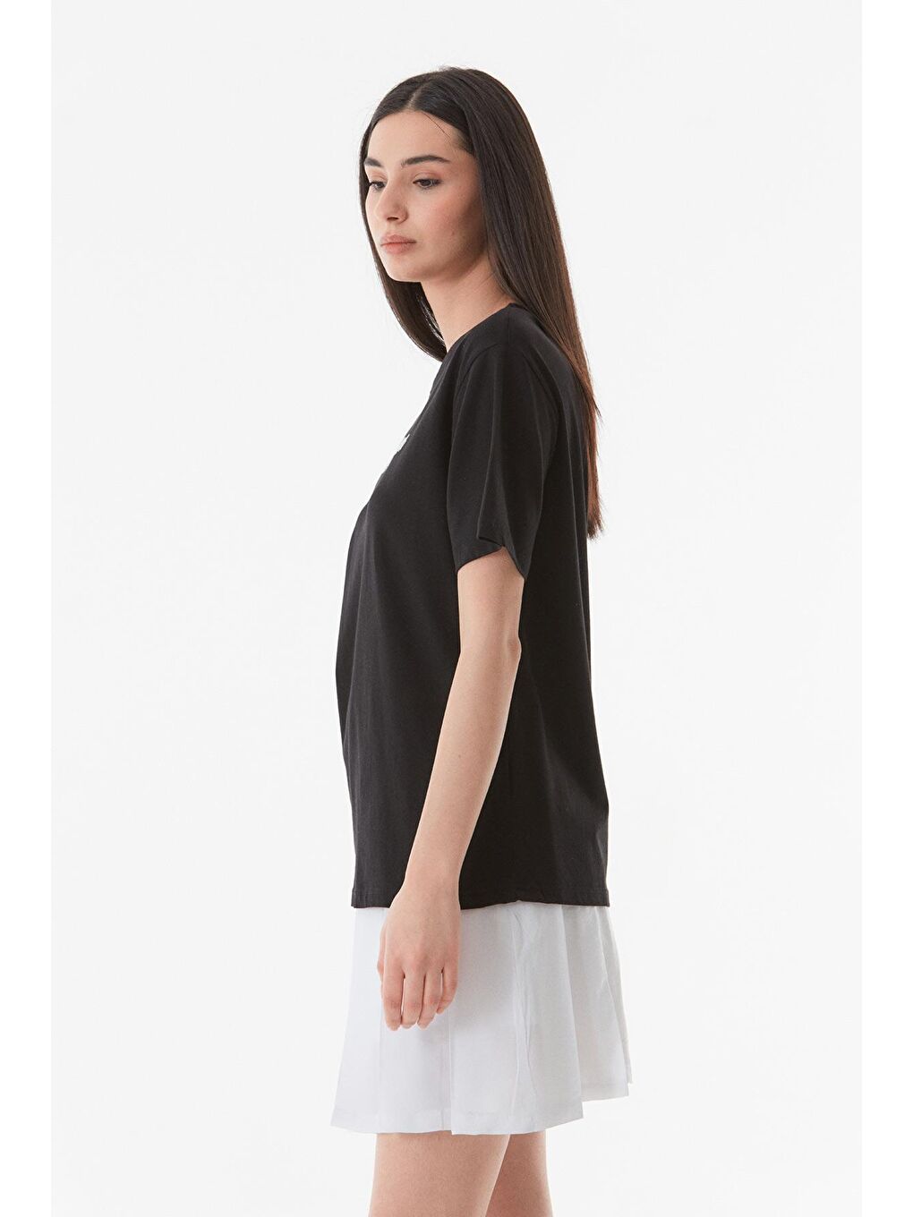 Siyah Buongiorno Nakışlı Oversize Tişört-4