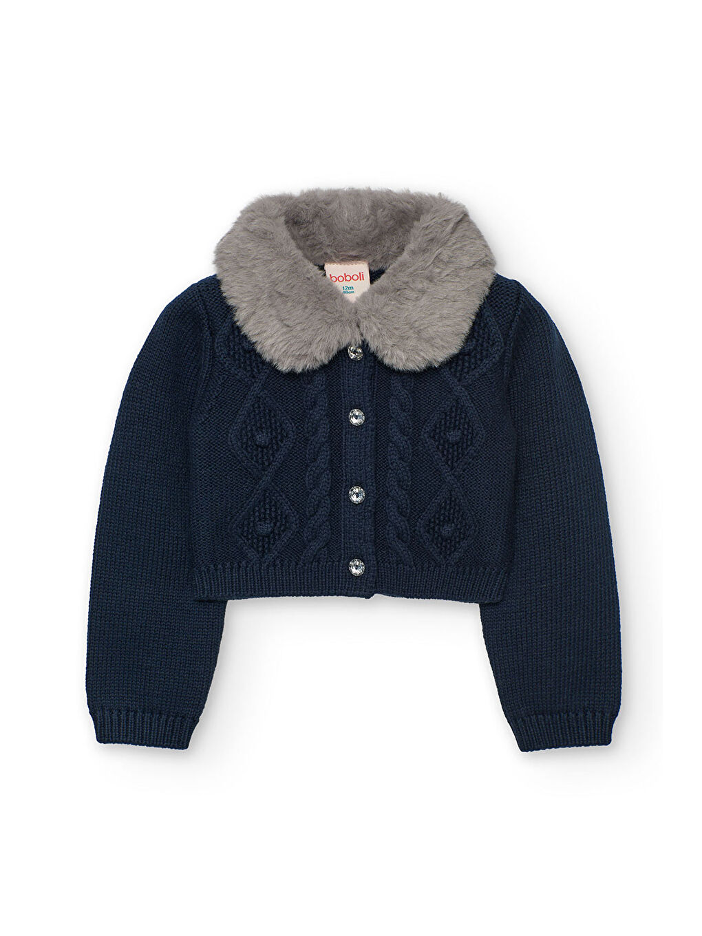 Lacivert Kız Çocuk Pelüşlü Hırka-1