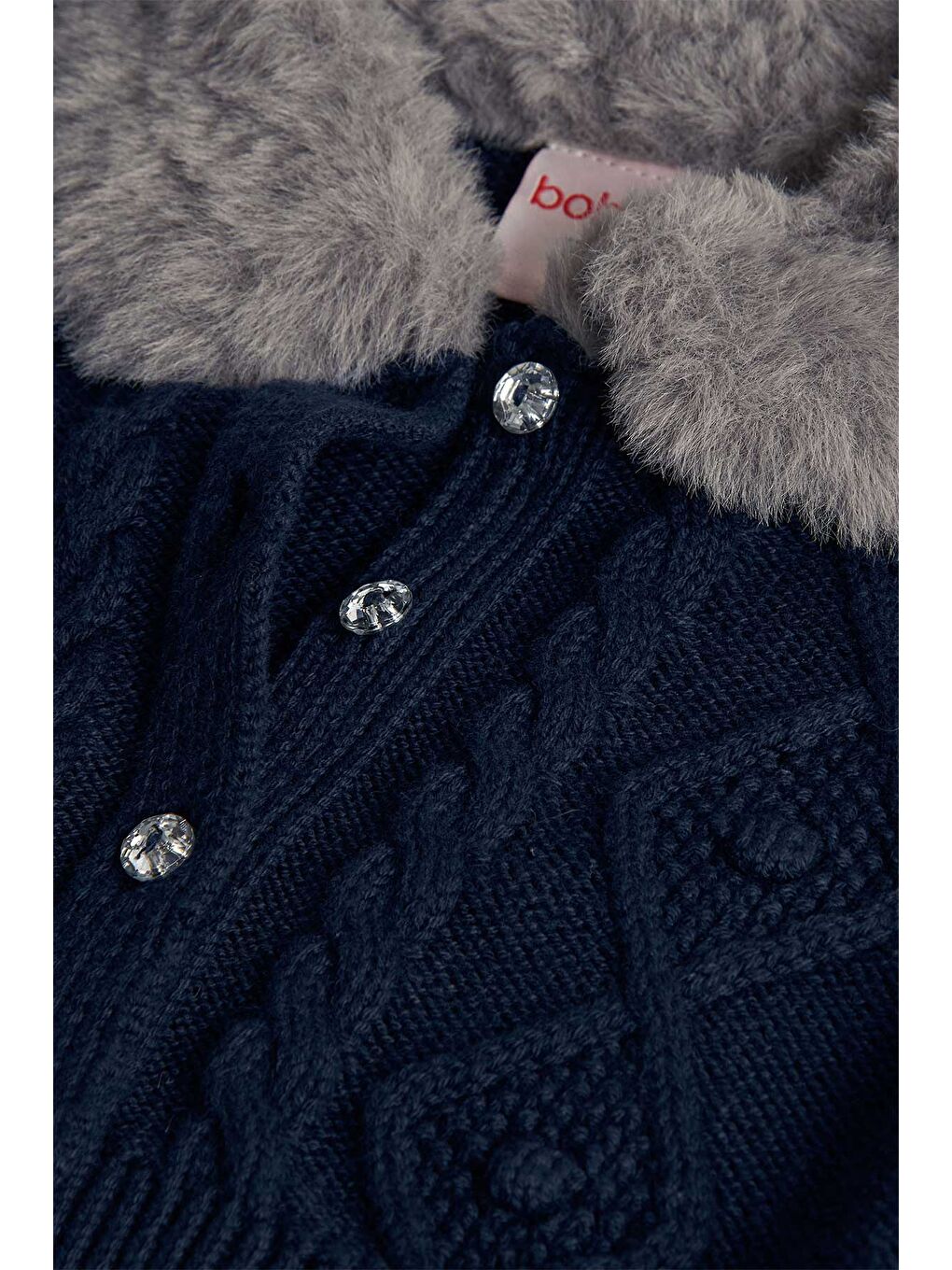 Lacivert Kız Çocuk Pelüşlü Hırka-3