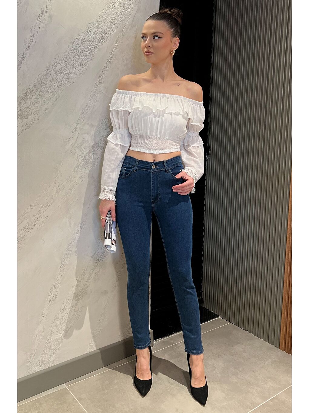 Lacivert Kadın Elastanlı Jean Pantolon