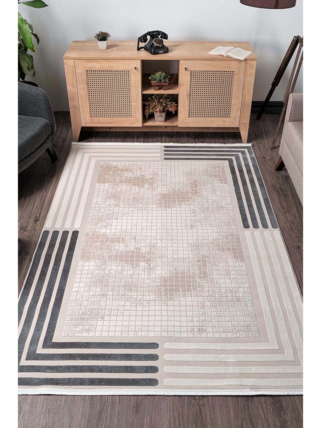 Gri Konfor Diva 9561 Akrilik Dokuma Halı-80x150