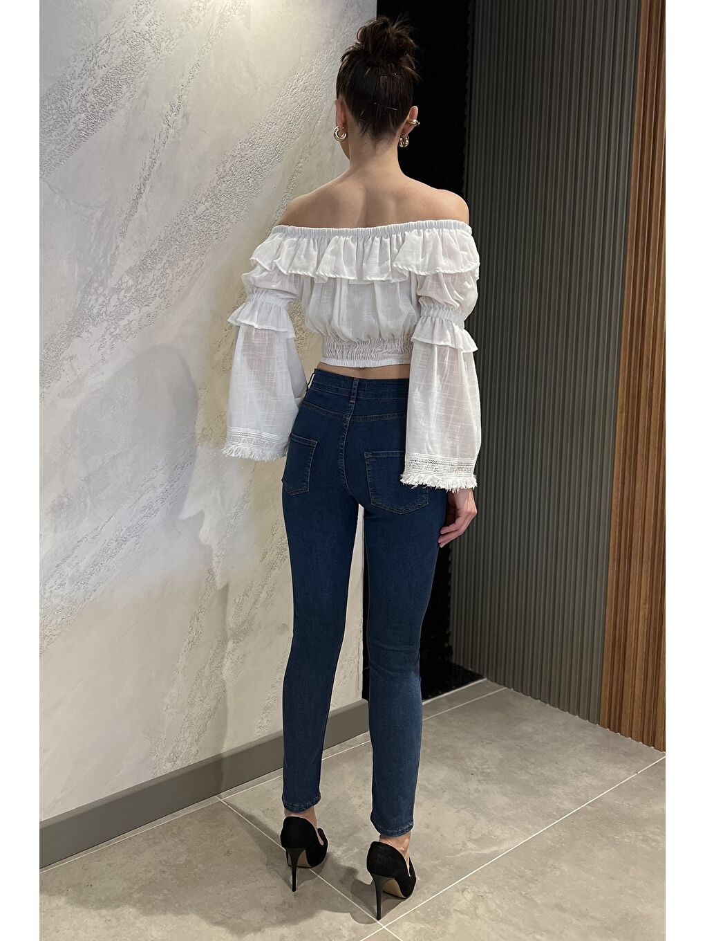 Lacivert Kadın Elastanlı Jean Pantolon-2