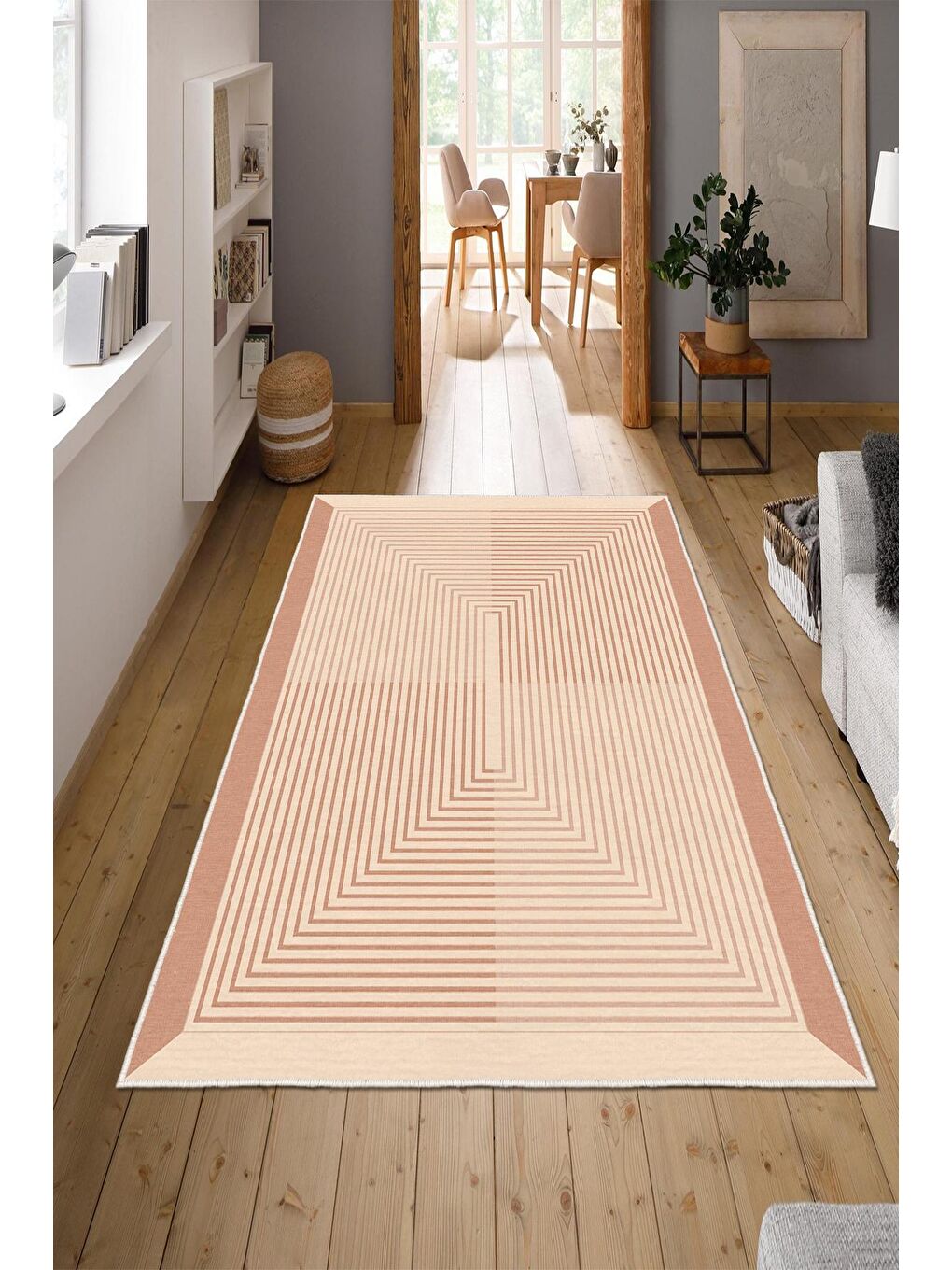 Pembe Özel Tasarım, Kaymaz Taban, İnce, Yıkanabilir, Modern Halı WOOKECE1418 180x280-1