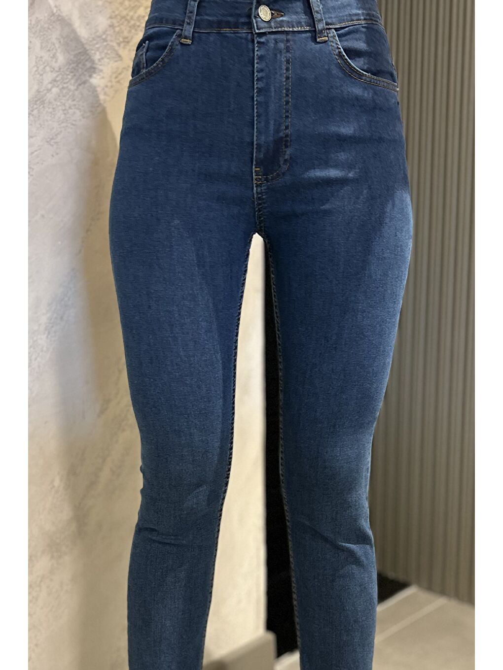 Lacivert Kadın Elastanlı Jean Pantolon-3