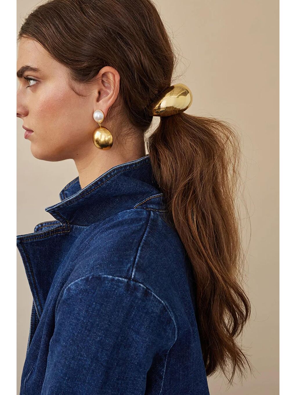 Sarı Kubbe Metal At Kuyruğu Tokası