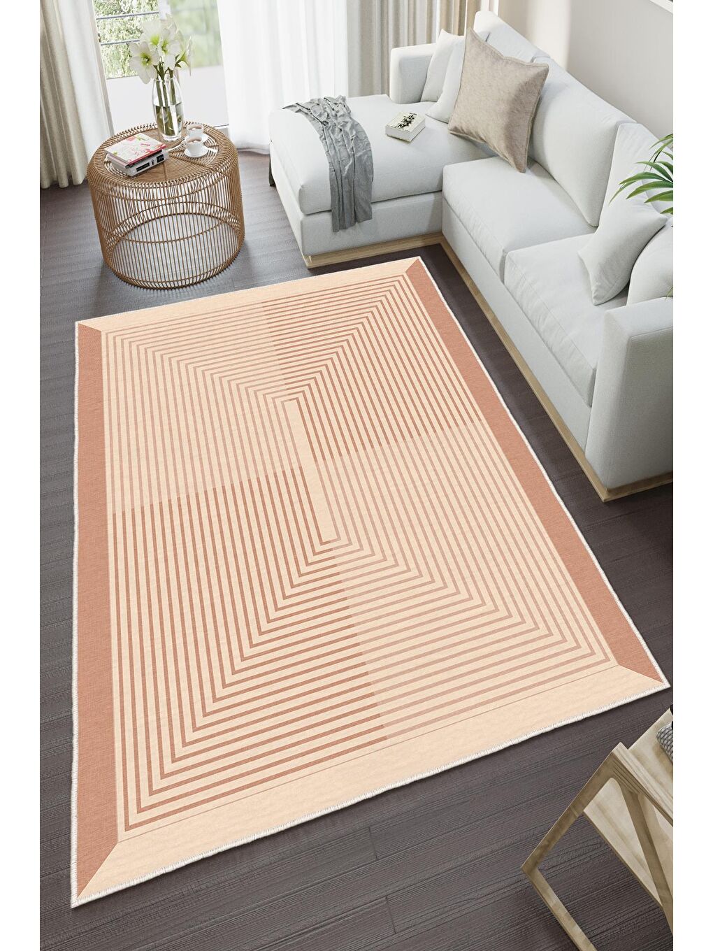 Pembe Özel Tasarım, Kaymaz Taban, İnce, Yıkanabilir, Modern Halı WOOKECE1418 180x280-2