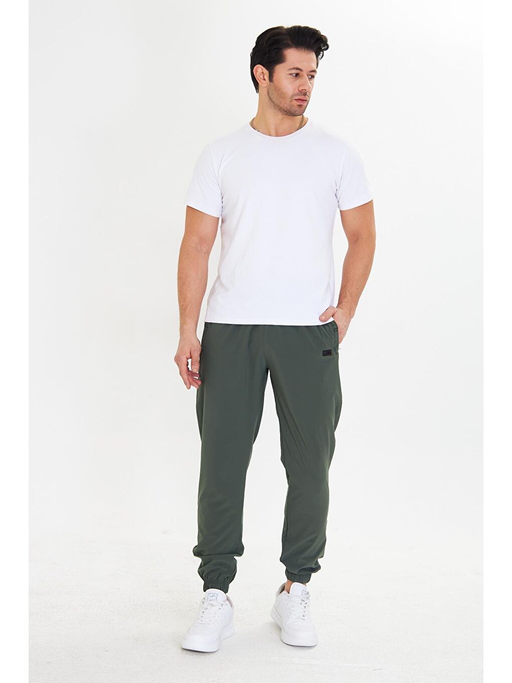 Erkek Stretchfit Esnek Lastik Paçalı Eşofman Altı Haki 2663-H-1