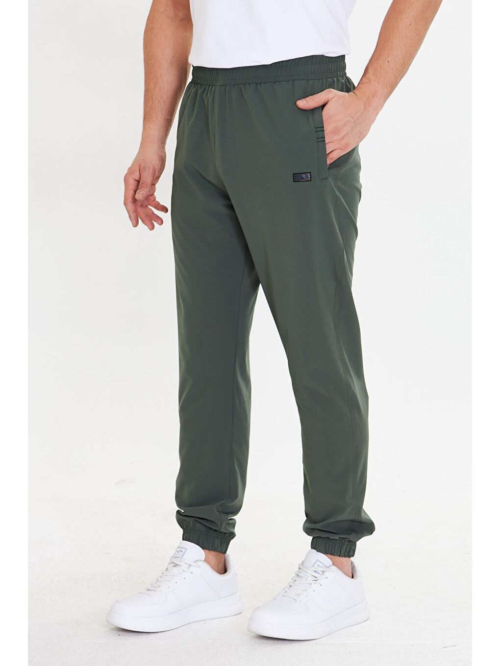 Erkek Stretchfit Esnek Lastik Paçalı Eşofman Altı Haki 2663-H-2