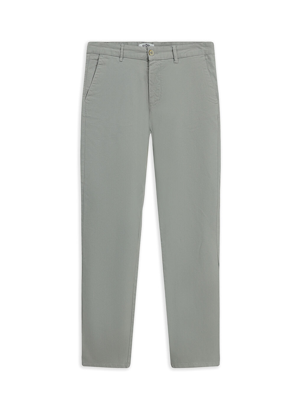 Gri Slim Fit Dar Kesim Elastanlı Kanvas /  Chino Pantolon