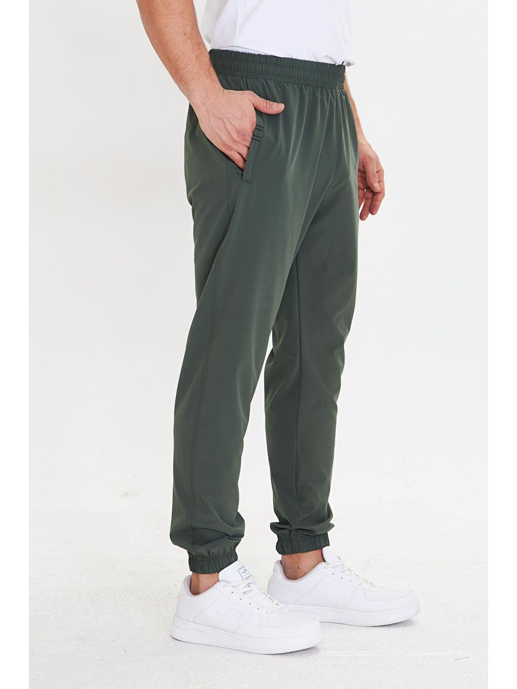 Erkek Stretchfit Esnek Lastik Paçalı Eşofman Altı Haki 2663-H-4