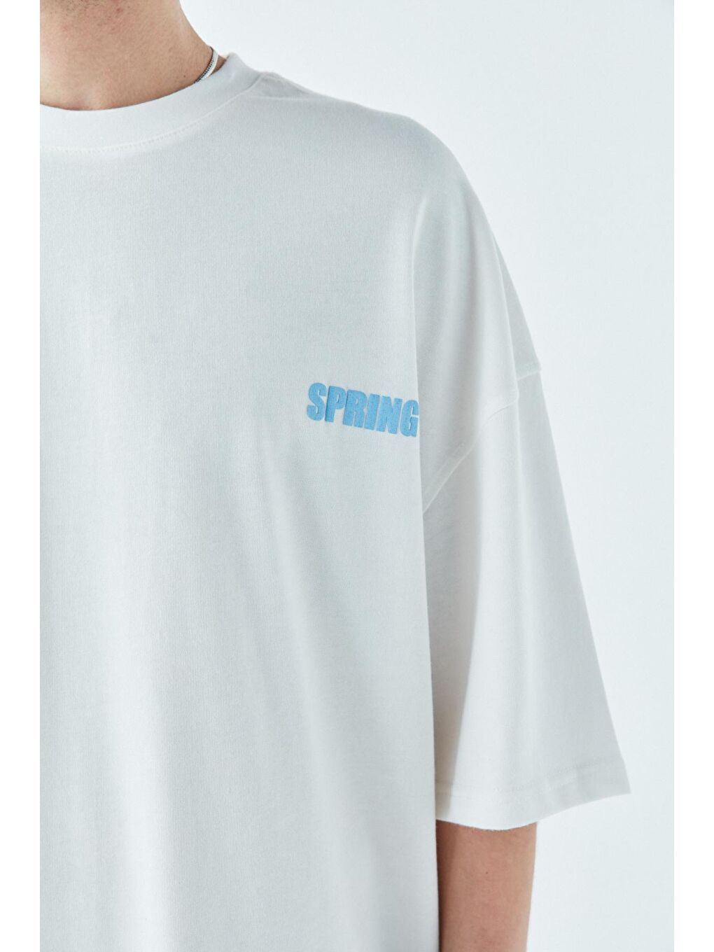 VAMOSCLO Ekru SPRING BASKILI OVERSIZE T-SHIRT -EKRU - 3