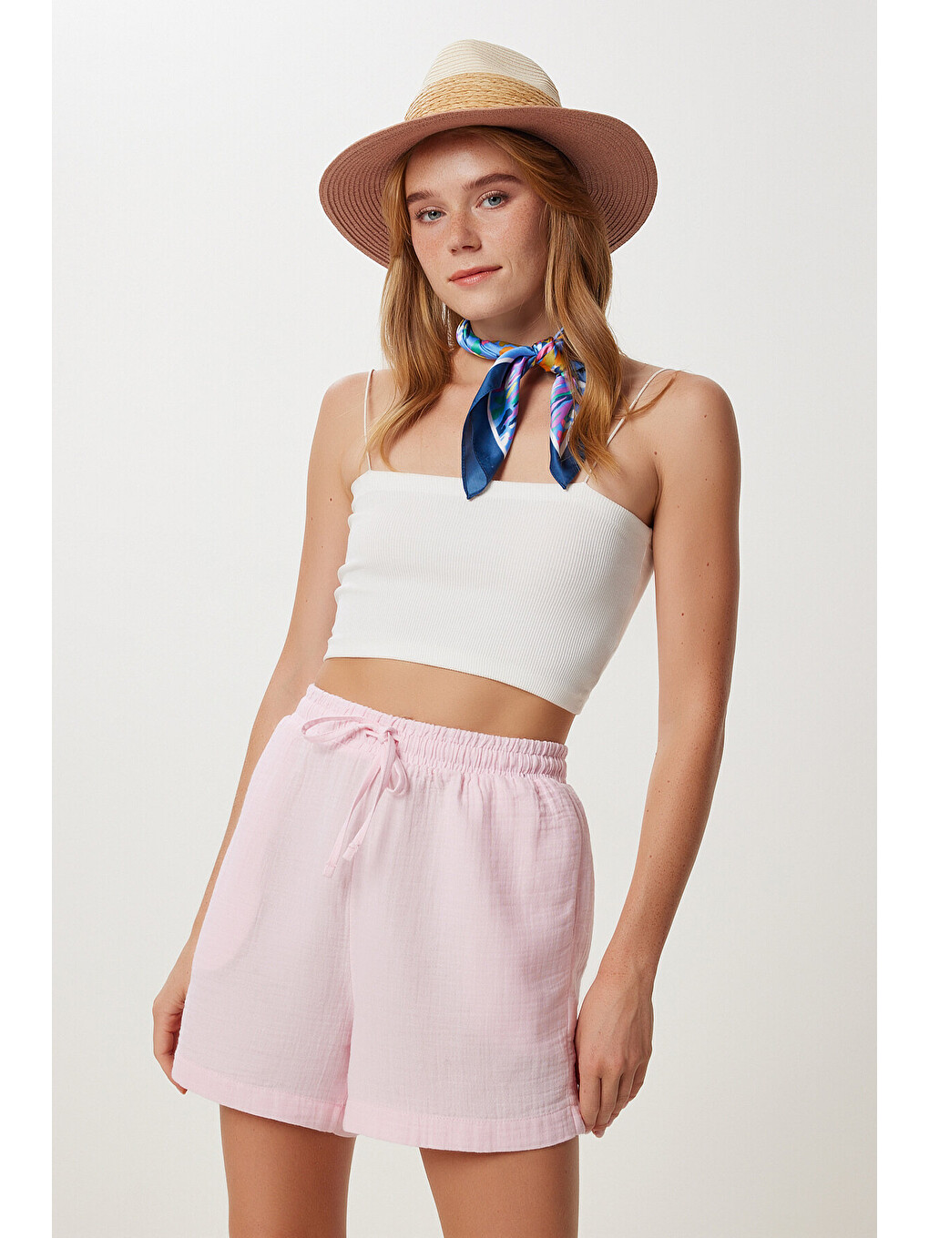Pembe Cepli Müslin Şort ŞEKER PEMBE LMX0011-1