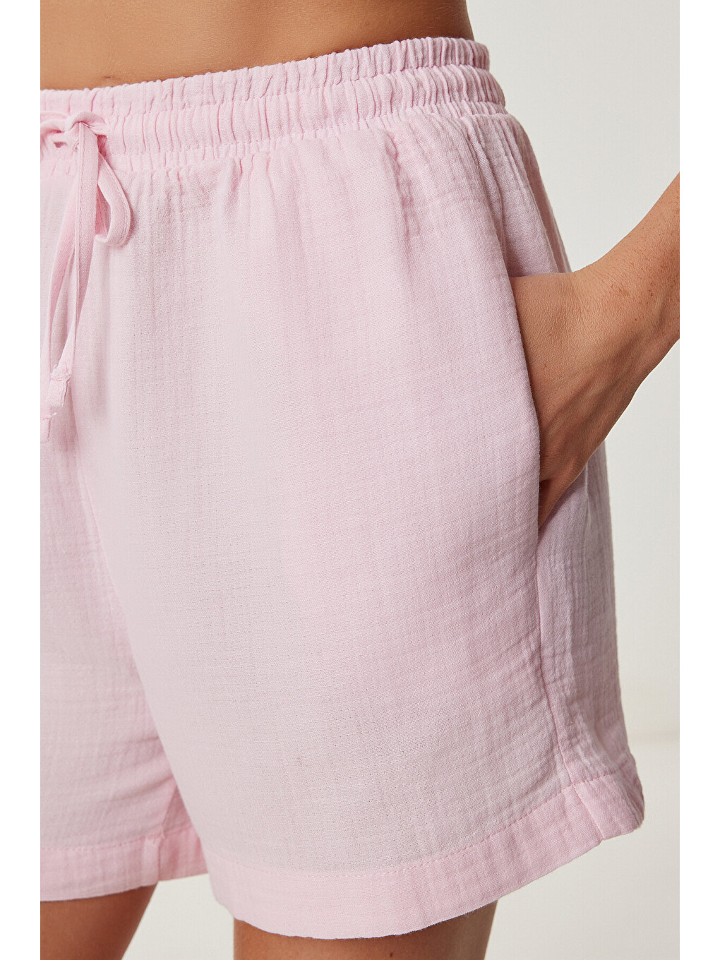 Pembe Cepli Müslin Şort ŞEKER PEMBE LMX0011-2