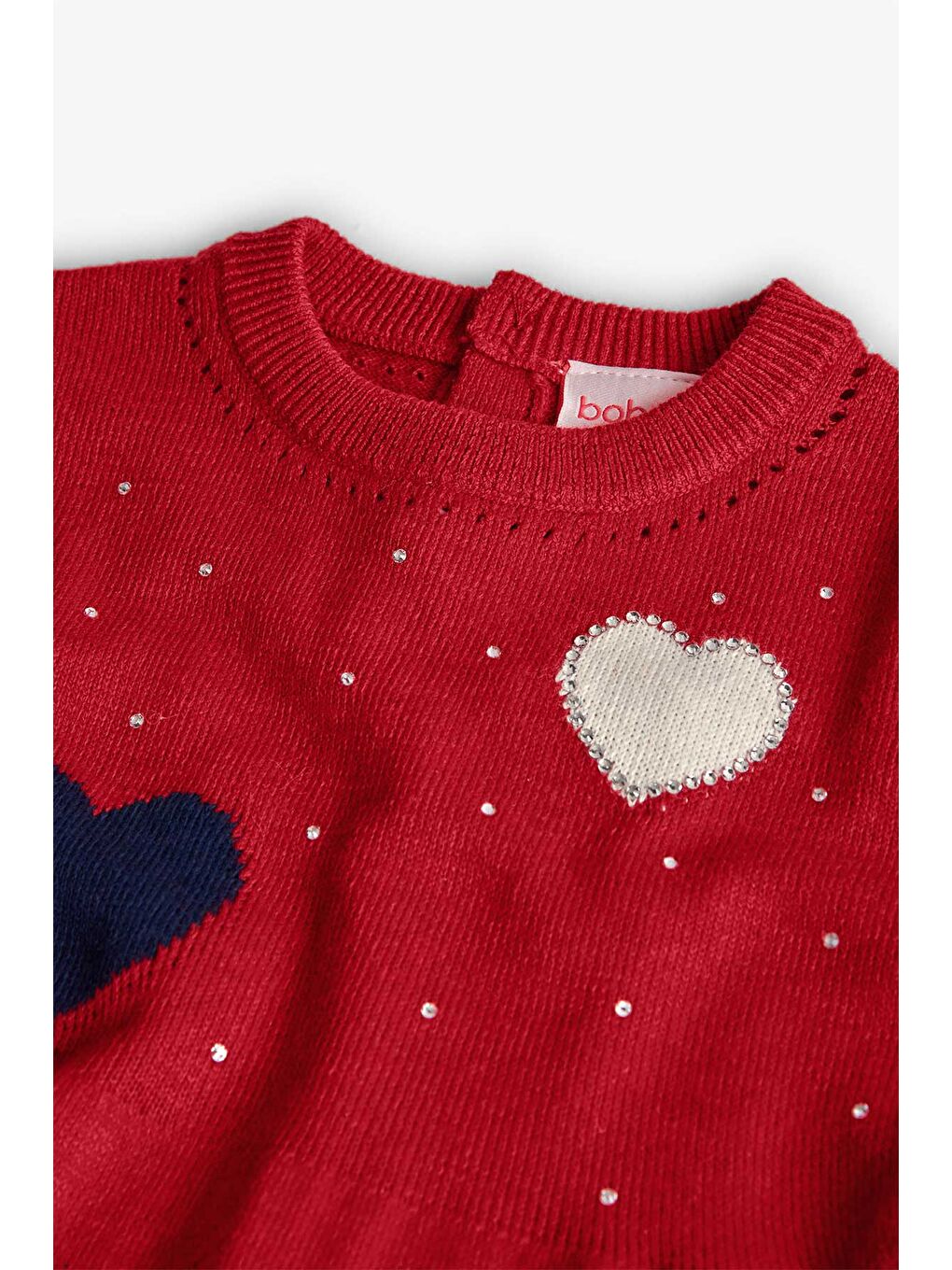Kırmızı Kız Çocuk Kalp Desenli Elbise-2