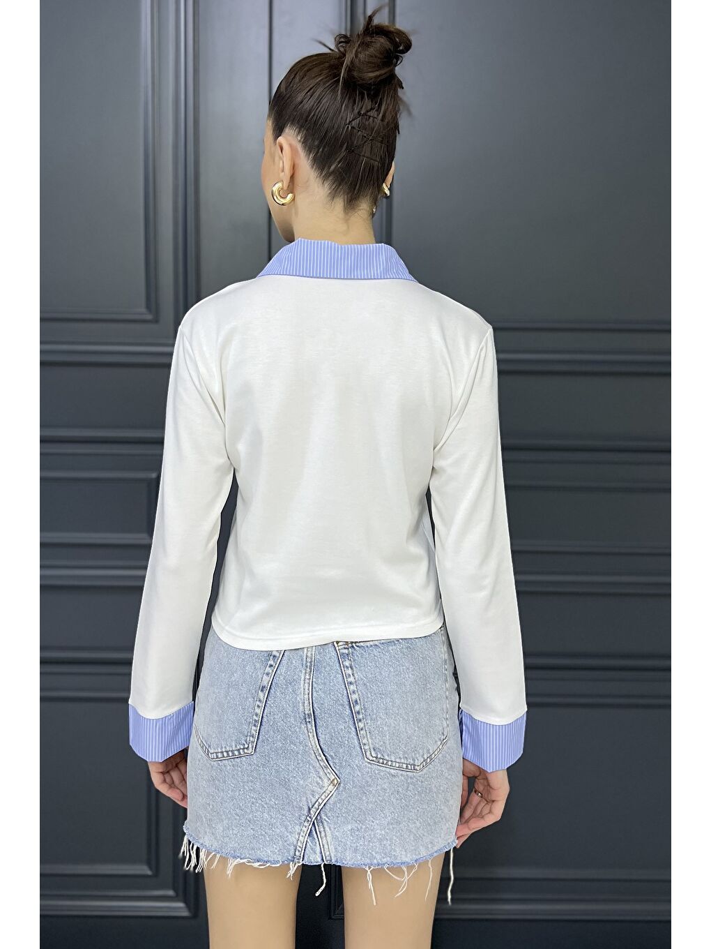 Beyaz Kadın Gömlek Yaka Bluz-2