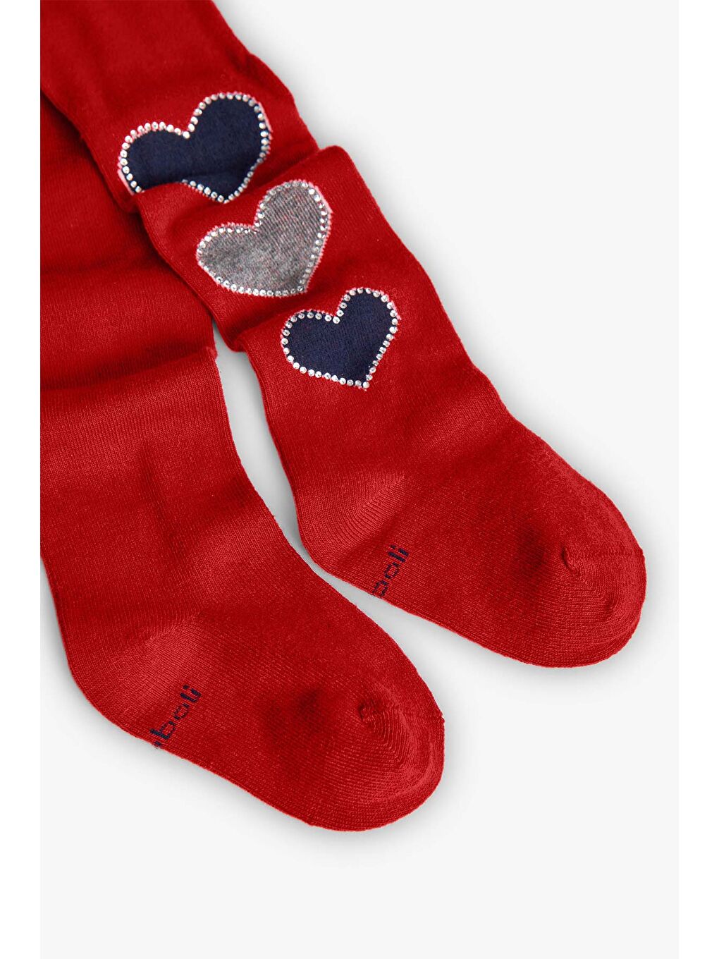 Kırmızı Kız Çocuk Kalp Desenli Külotlu Çorap-1