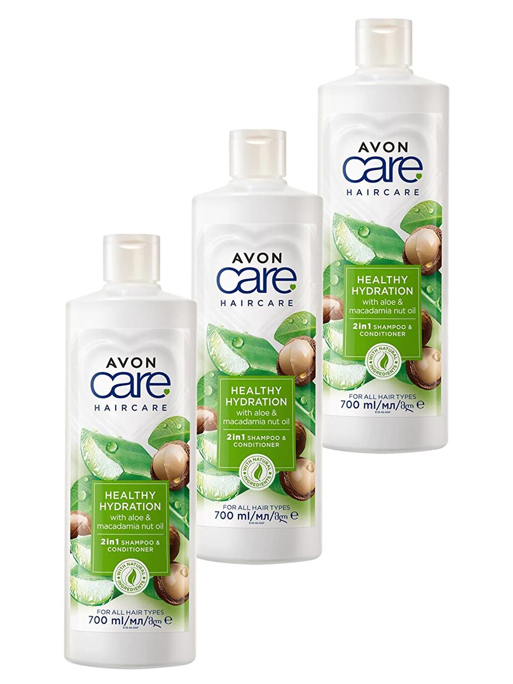 AVON Renksiz Care Aloe Vera ve Makademya Fındığı Yağı Şampuan ve Saç Bakım Kremi 700 Ml. Üçlü Set