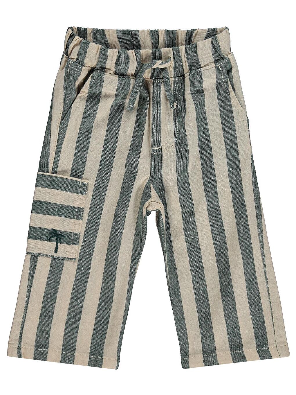 Baby Çizgili Yan Cepli 6-18 Ay Pantolon - Yeşil
