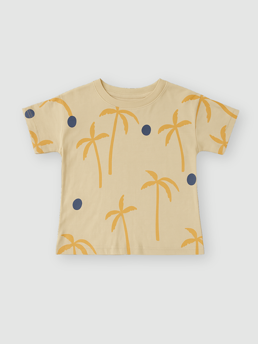 Bej Bisiklet Yaka Erkek Çocuk Tişört ve Şort 2'li Takım-2