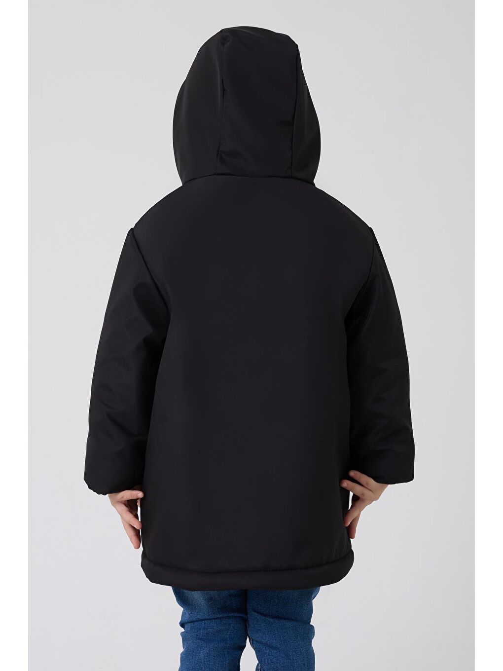 Siyah Erkek Çocuk Kürklü Su Ve Rüzgar Geçirmez Kapüşonlu 3 Kışlık Mont & Kaban & Parka-3