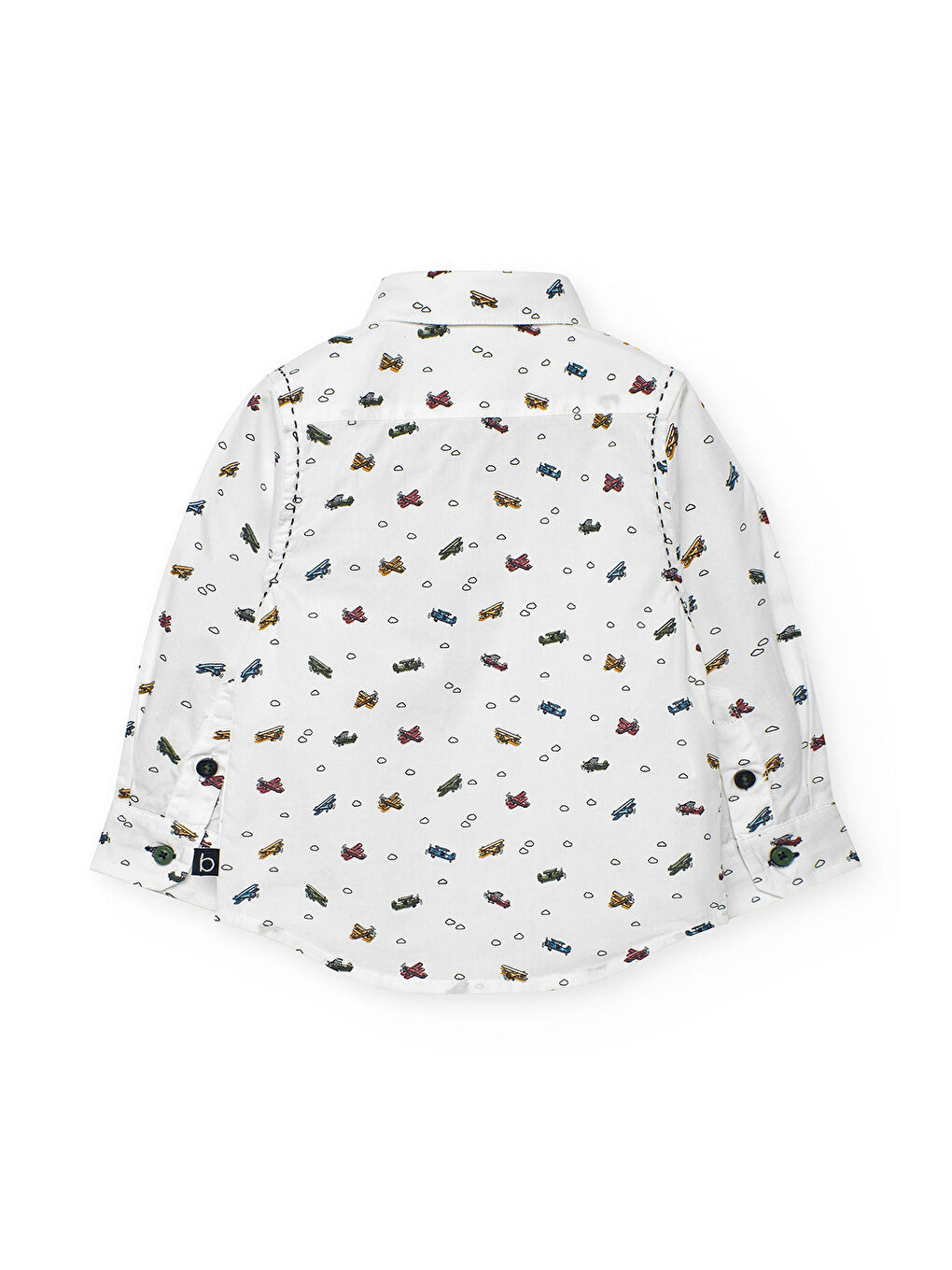 Beyaz Erkek Çocuk Uçak Baskılı Gömlek-1