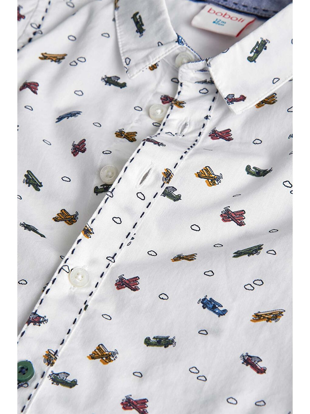 Beyaz Erkek Çocuk Uçak Baskılı Gömlek-2