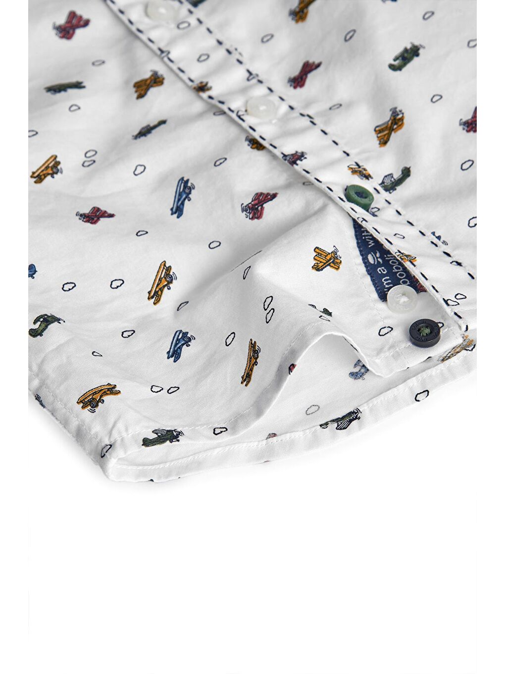 Beyaz Erkek Çocuk Uçak Baskılı Gömlek-3