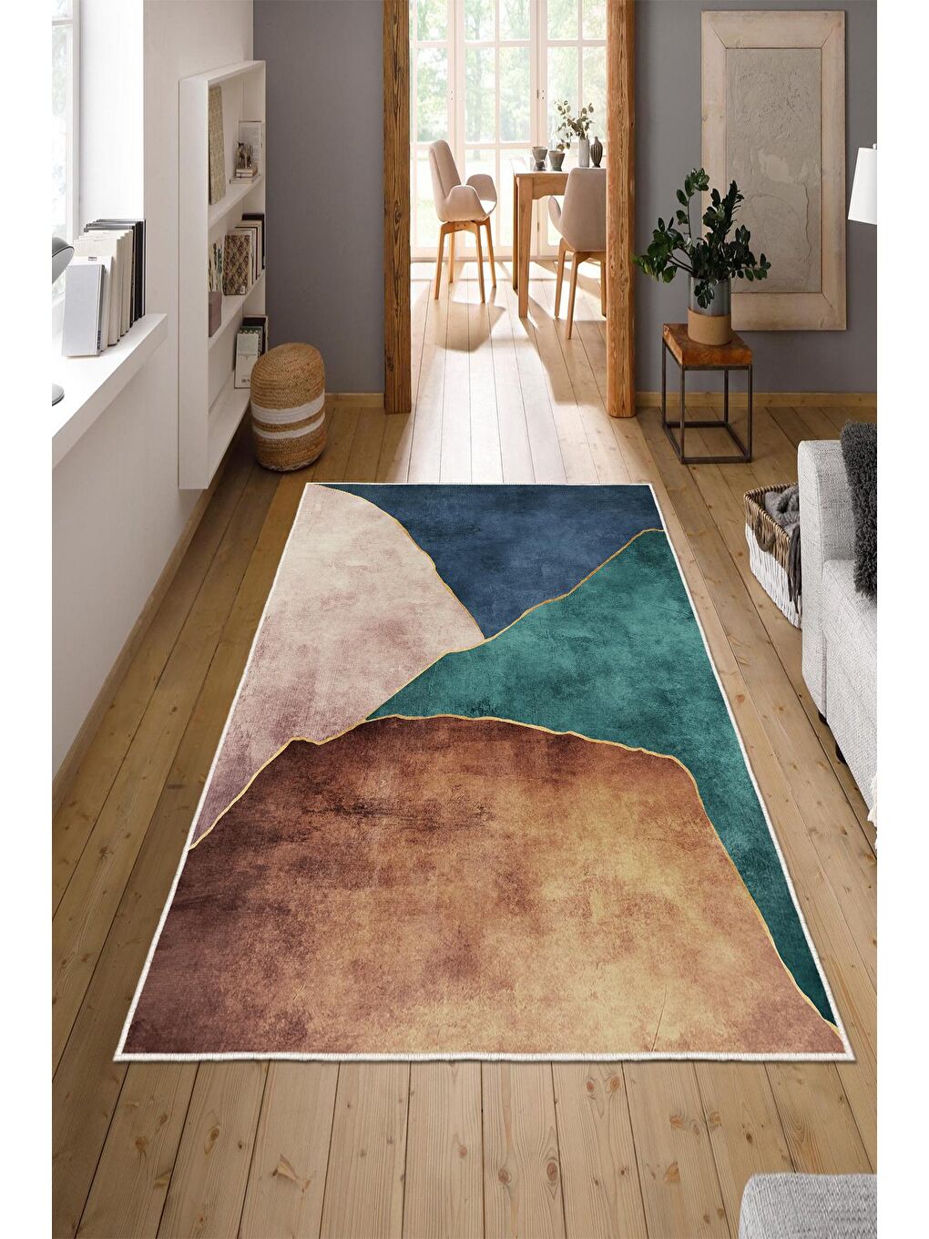 Karışık Özel Tasarım, Kaymaz Taban, İnce, Yıkanabilir, Modern Halı WOOKECE1426 160x230-1