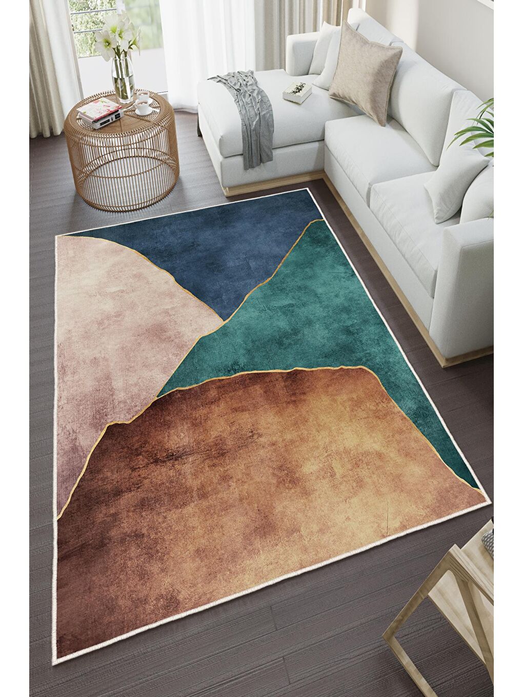 Karışık Özel Tasarım, Kaymaz Taban, İnce, Yıkanabilir, Modern Halı WOOKECE1426 160x230-2