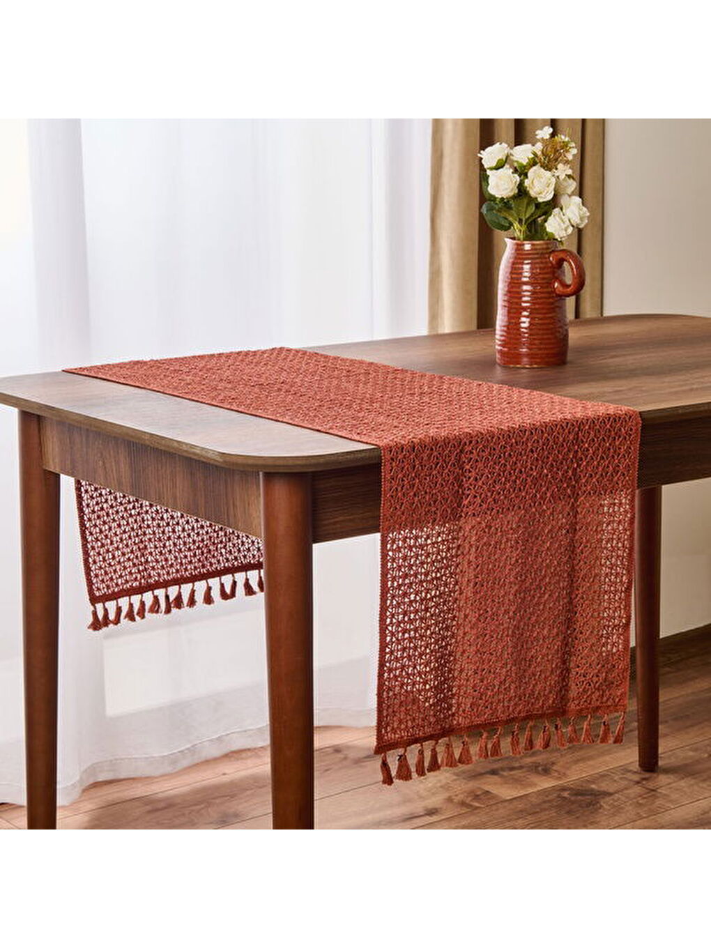 Kahverengi Soft Santa Runner - Kiremit - 35x145 cm