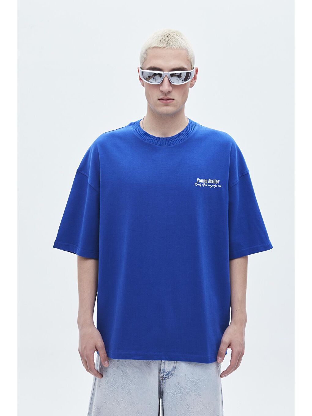 VAMOSCLO Saks NAKIŞ İŞLEMELİ OVERSIZE T-SHIRT -SAKS