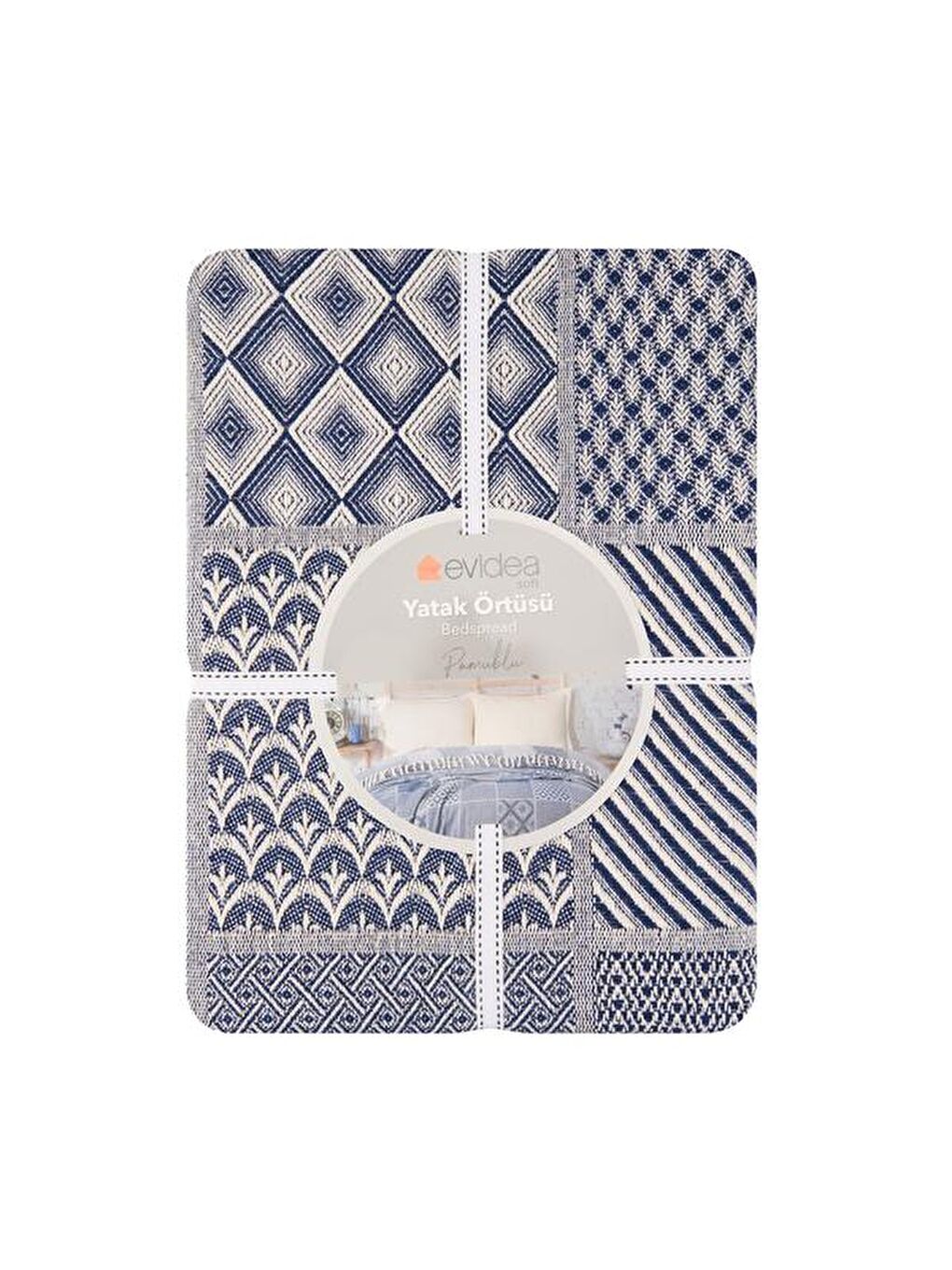 Soft Patchwork Çift Kişilik Yatak Örtüsü - Lacivert - 200x230 cm-1