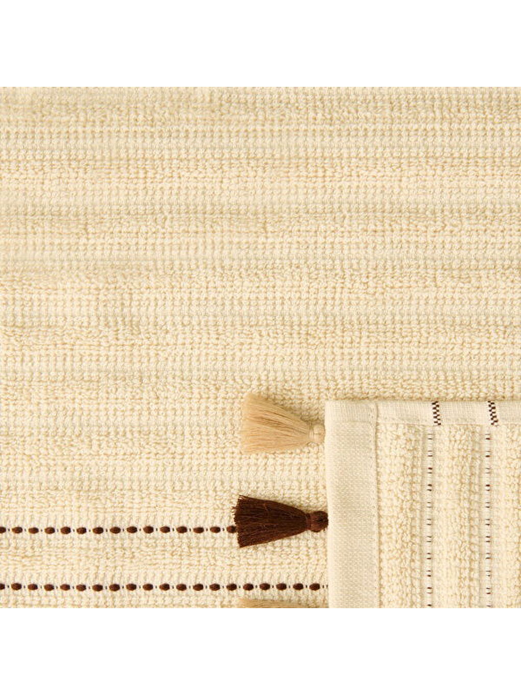 Soft Püsküllü Yüz Havlusu - Bej - 50x90 cm-1