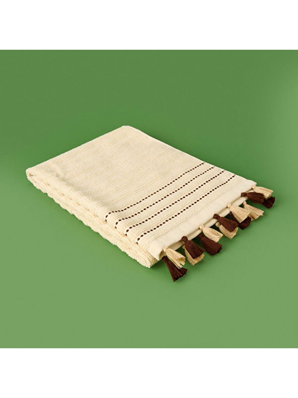 Soft Püsküllü Yüz Havlusu - Bej - 50x90 cm-3