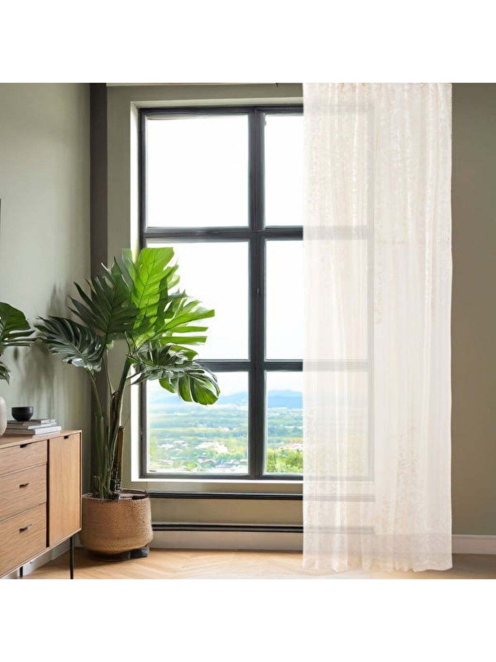 Evidea Soft Alma Tül Perde - Beyaz - 300x270 cm