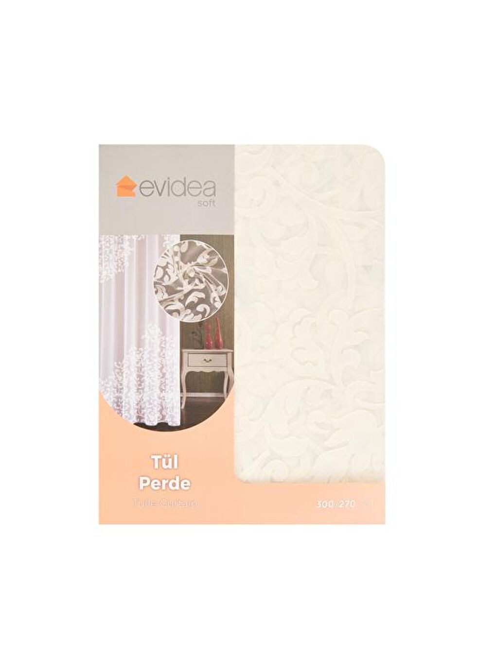 Evidea Soft Alma Tül Perde - Beyaz - 300x270 cm - 1