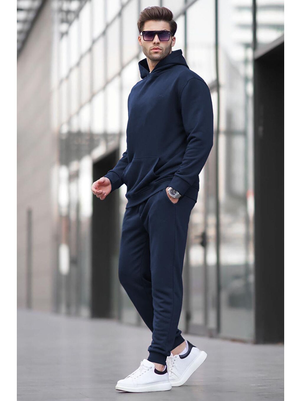 Lacivert Kapüşonlu Basic Eşofman Takımı 5928-1